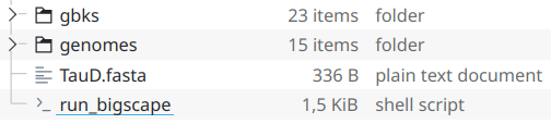 Content of the package with example data